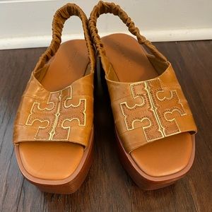 Tory Burch Authentic Ines Flatform Slingback sandal. New never worn without box